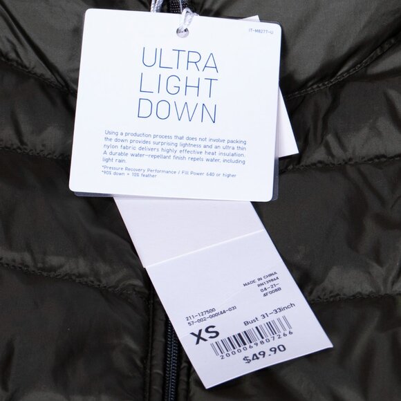 Uniqlo Ultra Light Down Vest – Olive Green, XS, NWT - Picture 5 of 5